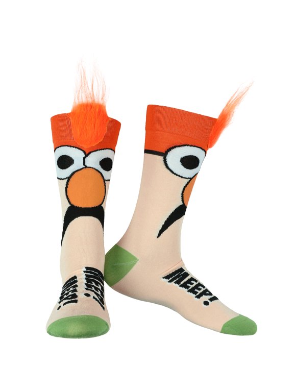 Beaker Meep Meep Fuzzy Hair Adult Crew Socks
