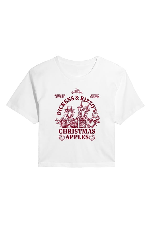 - Dickens Rizzo Apples - Juniors Cropped Short Sleeve Graphic T-Shirt