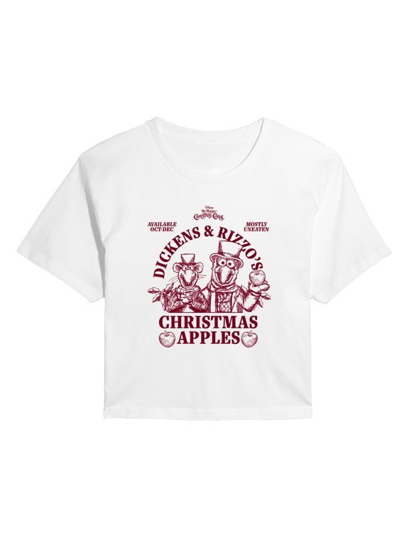 - Dickens Rizzo Apples - Juniors Cropped Short Sleeve Graphic T-Shirt