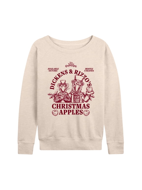 - Dickens Rizzo Apples Women's Lightweight French Terry Wide Neck Long Sleeve Graphic Shirt