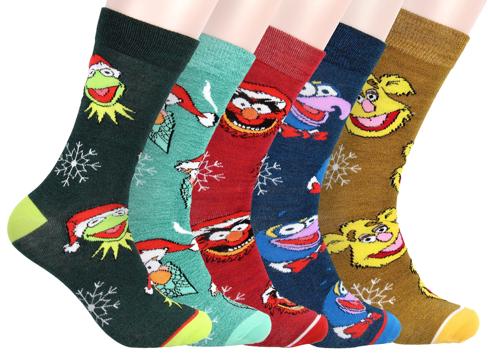 Disney The Muppets Kermit Animal Gonzo Beaker Fozzie 5 Pack Crew Socks