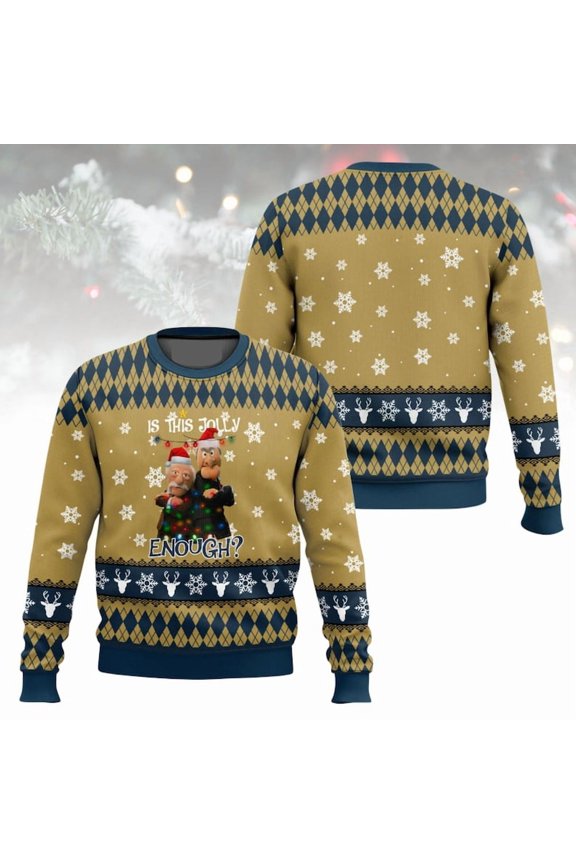 The Muppets Show 3D Christmas Sweater, Statler Waldorf The Muppet Sweater For Fan, Is This Jolly Enough Xmas Holiday Gift,