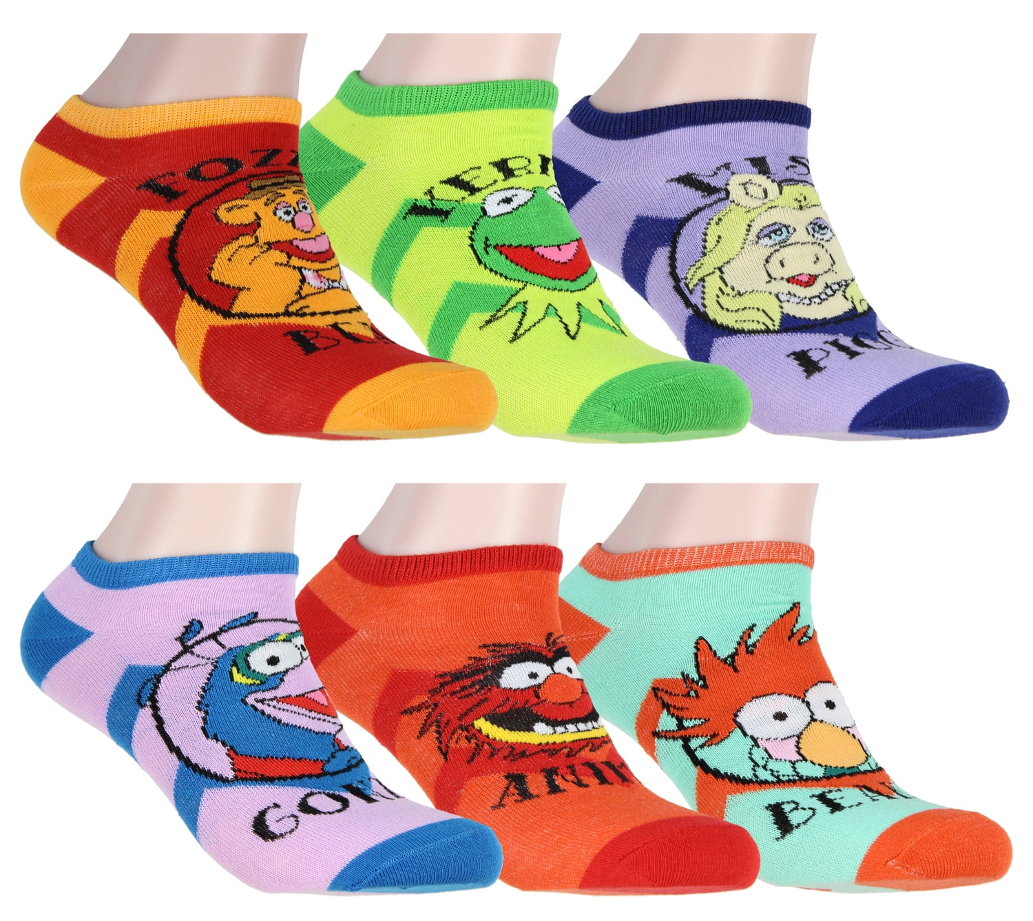 The Muppets Socks Adult Kermit Animal Miss Piggy Beaker Fozzie 6 Pack