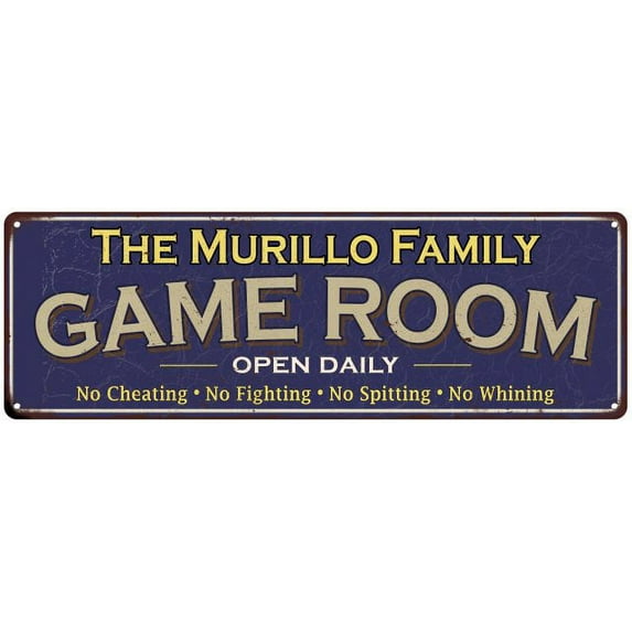 The Murillo Family Blue Game Room Metal 8x24 Sign 108240037828