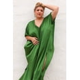 thumbnail image 1 of The Muse Italian Silk Charmeuse Caftan - Verdant, 1 of 4