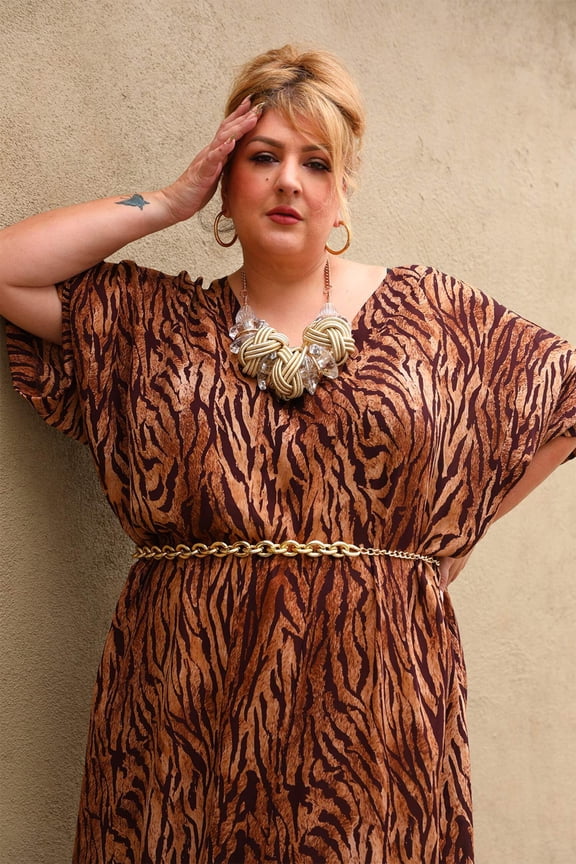 The Muse Italian Silk Crepe Caftan - Animal Print