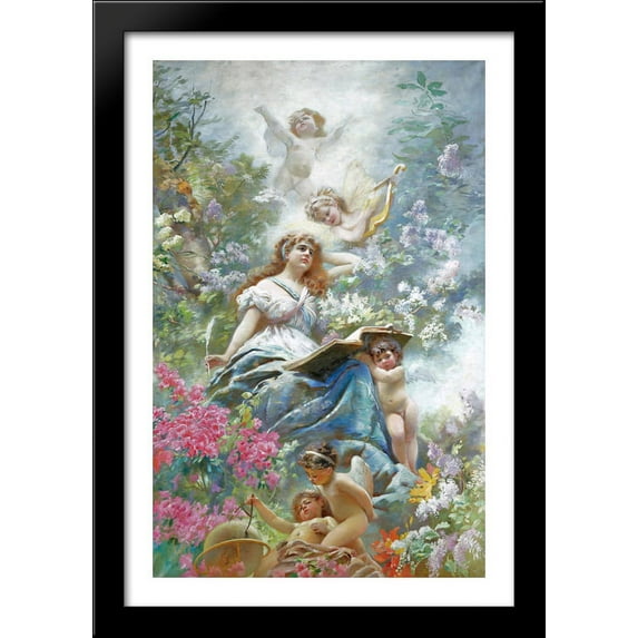 The Muse of Poesie 28x40 Large Black Wood Framed Print Art by Konstantin Makovsky