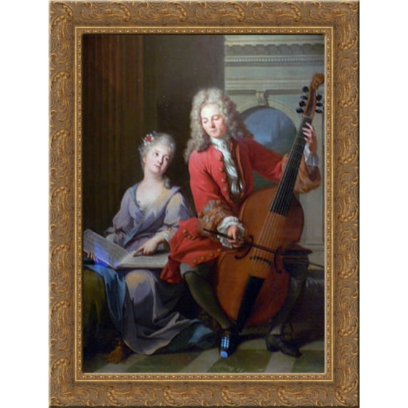 The Music Lesson 24x20 Gold Ornate Wood Framed Canvas Art by Nattier, Jean Marc