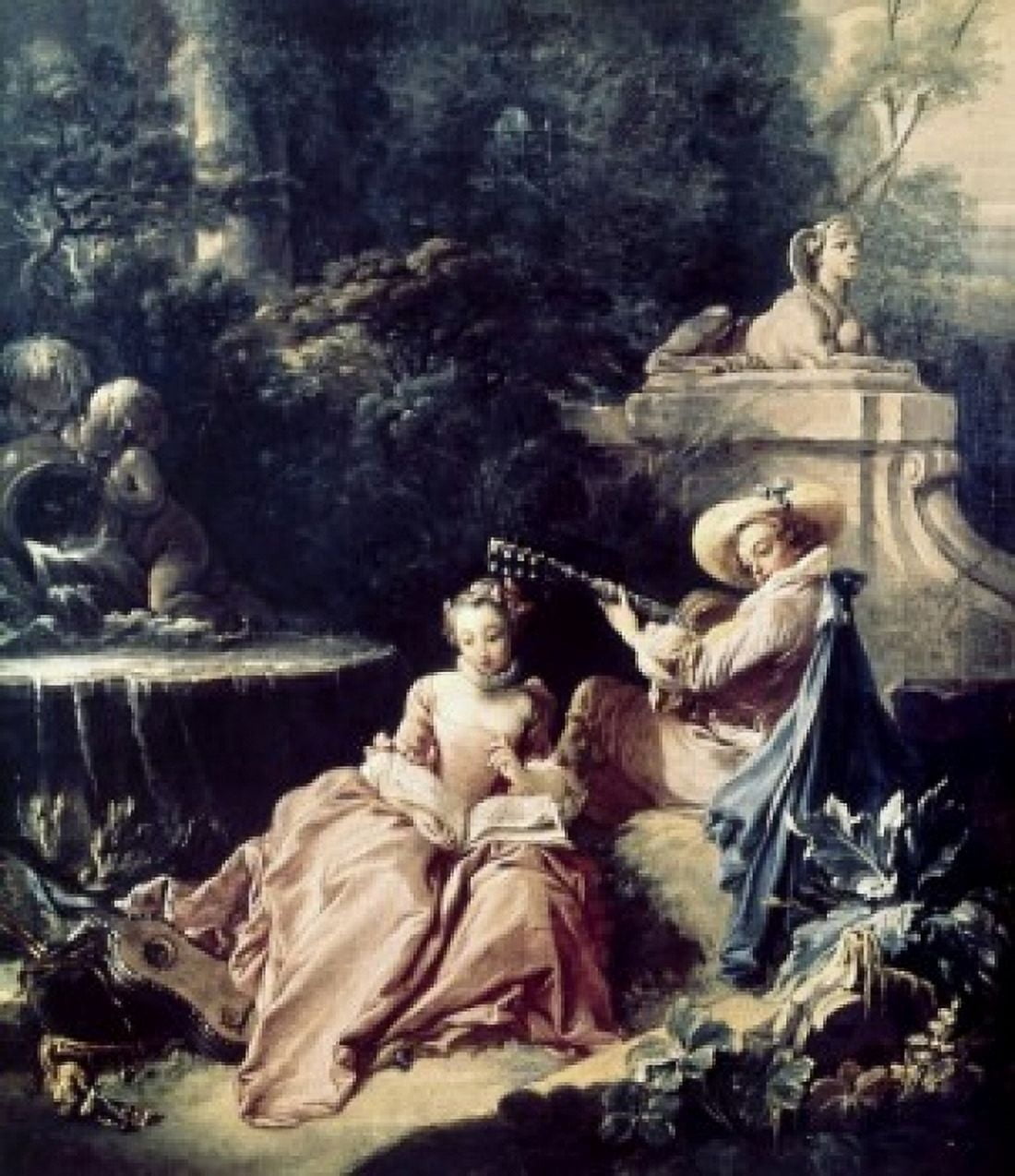 The Music Lesson Francois Boucher (1703-1770French) Canvas Art - Francois Boucher (24 x 36)