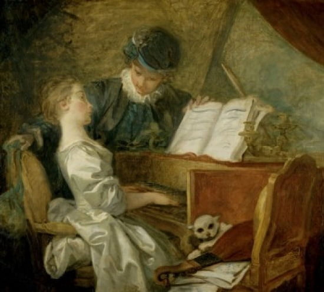 The Music Lesson (La Lecon de Musique) Jean Honore Fragonard (1732-1806French) Musee du Louvre Paris Canvas Art - Jean Honore Fragonard (24 x 36)