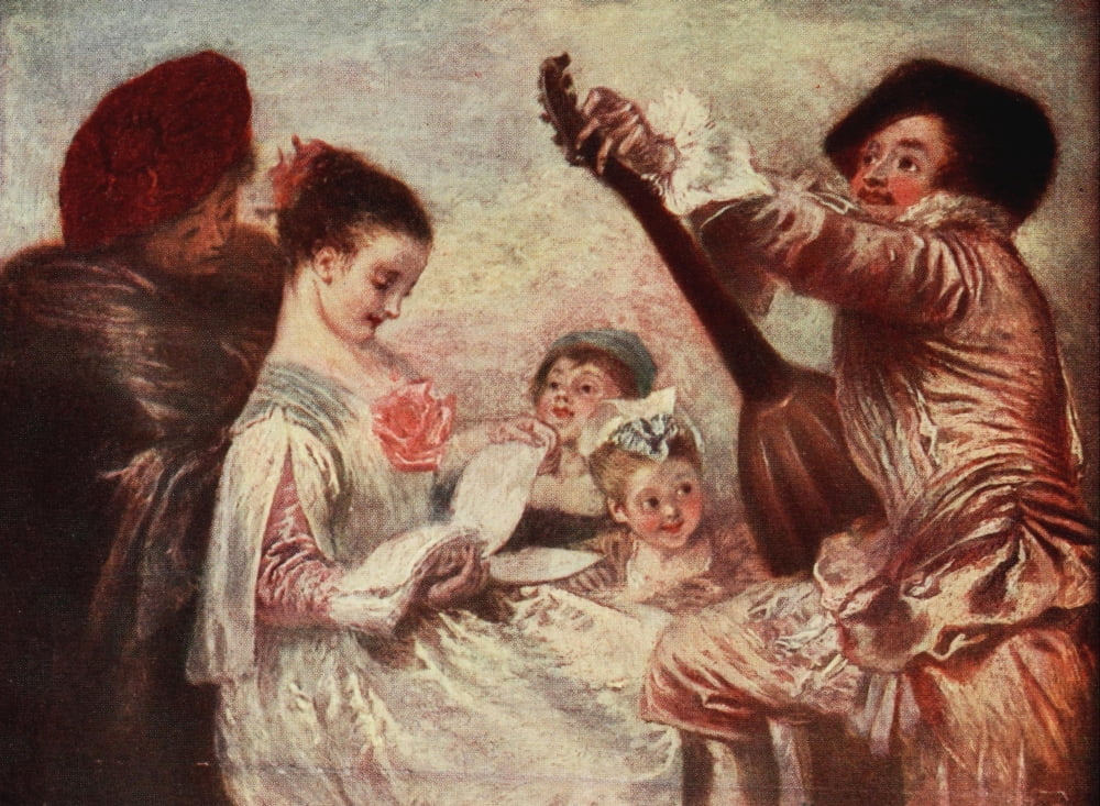 The Music Lesson Watteau 1910 Canvas Art - Antoine Watteau (24 x 36)