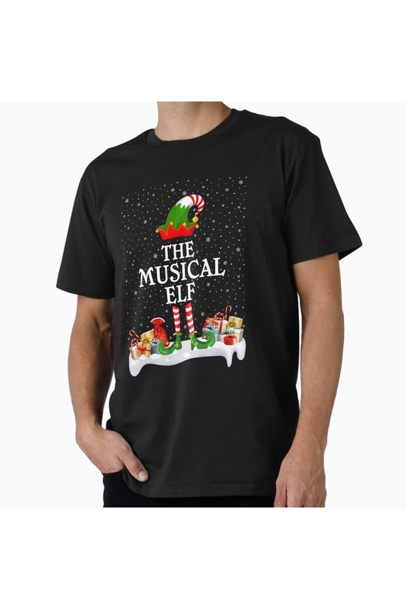The Musical Elf Ugly Sweater Festive Holiday Graphic Tee Shirt,for men & women up to 5XL