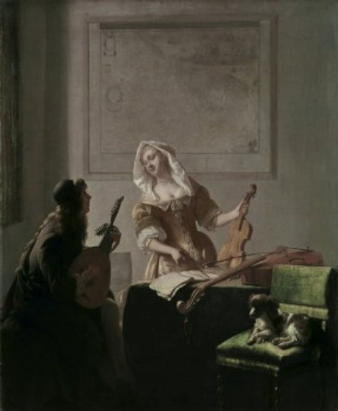 The Musicians Jacob Ochtervelt (1634-1682Dutch) Canvas Art - Jacob Ochtervelt (24 x 36)