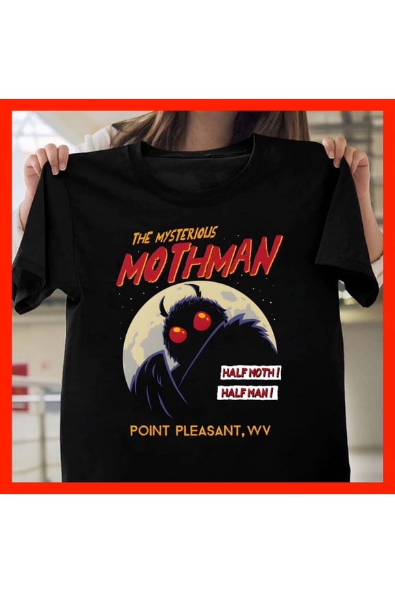 The Mysterious Mothman T-Shirt - Vintage Cryptid Folklore Paranormal Tee - Point Pleasant WV T1574, Softstyle for Unisex, Inclusive Sizing to 5XL