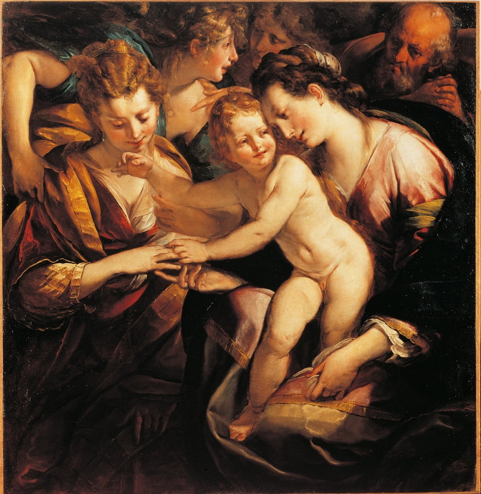 The Mystic Marriage Of St Catherine Canvas Art - (18 x 24)