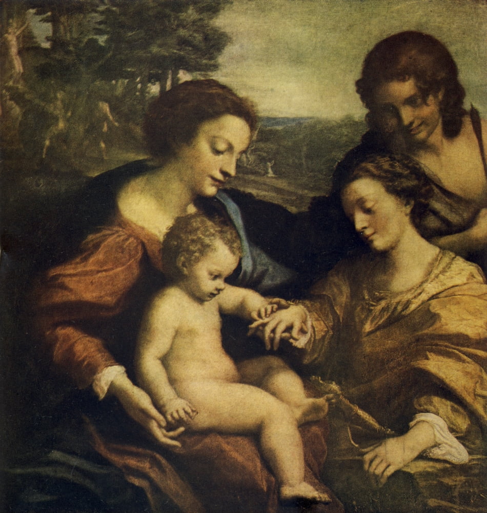 The Mystic Marriage of St Catherine The Worlds Greatest Paintings 1934 Canvas Art - Antonio Allegri da Correggio (18 x 24)