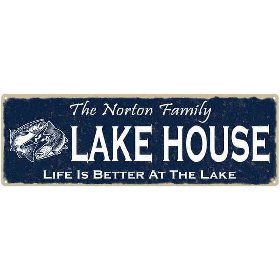 The NORTON Family Lake House Sign 8x24 Metal Fishing Cabin Decor 108240101485