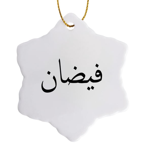 3drose, the Name Faizan in Arabic Letters Arab Personal Name Calligraphy Gift, 3 inch Snowflake Porcelain Ornament
