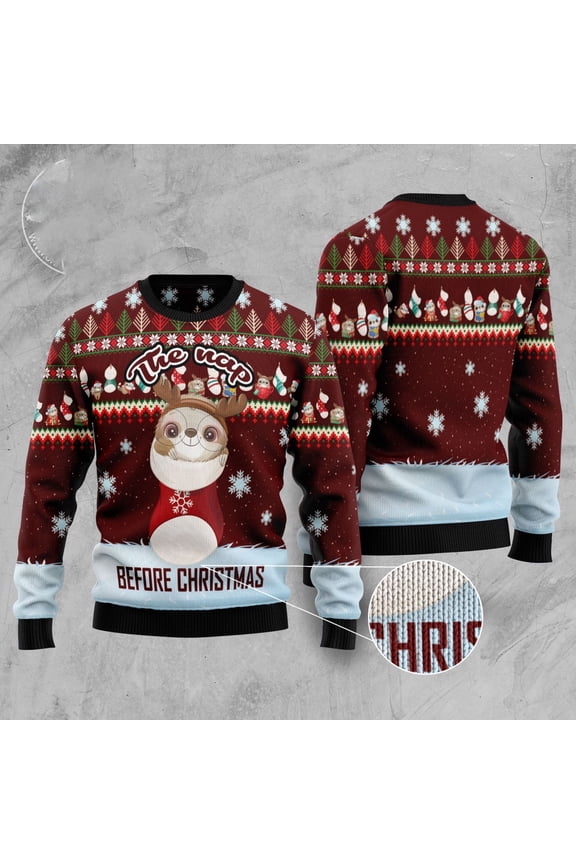 The Nap Before Christmas Sloth Ugly Christmas Sweater, Christmas Sweater, Ugly Sweater, Funny Xmas Sweaters