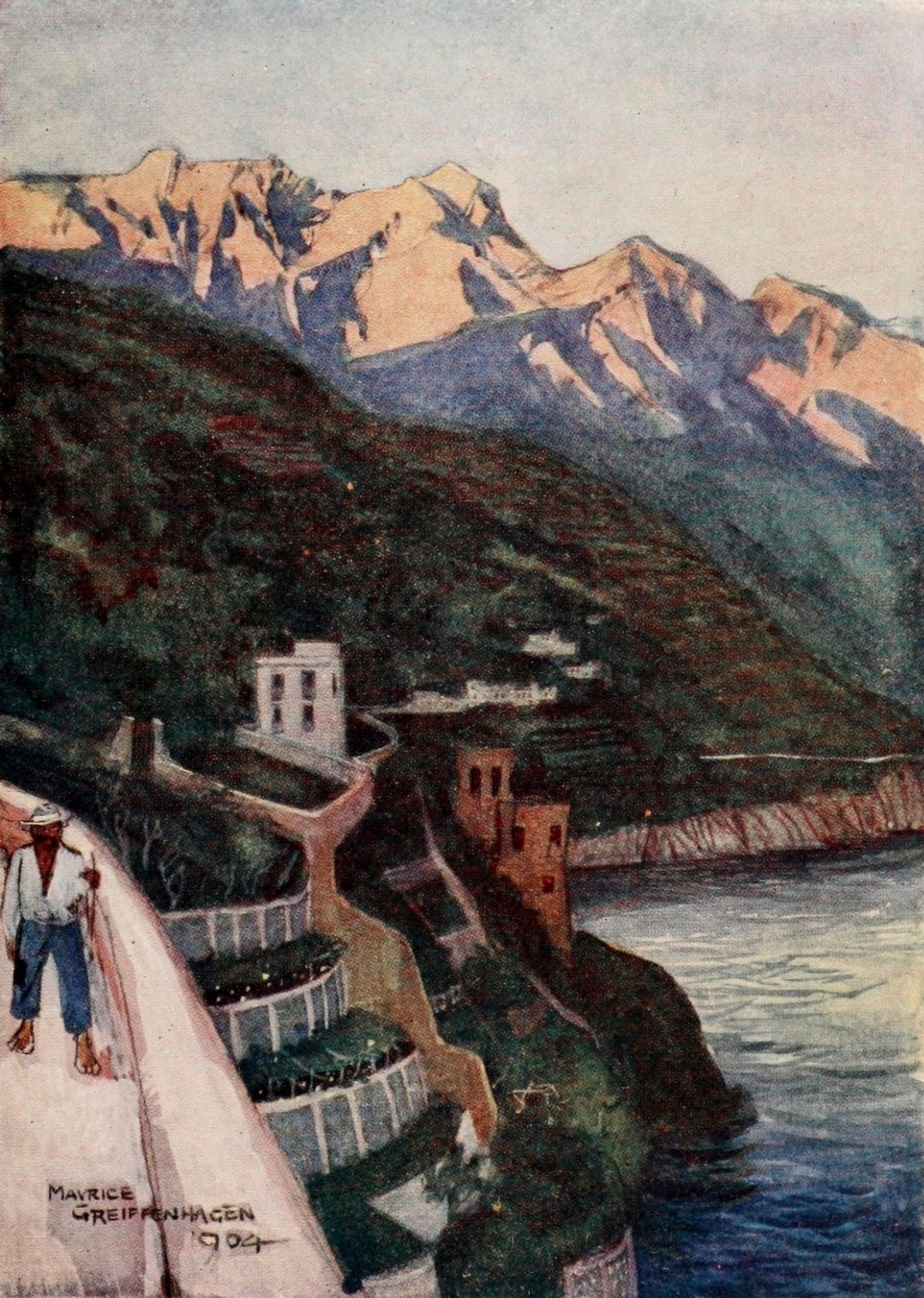 The Naples Riviera 1907 Minori at Sunset Canvas Art - Maurice Grieffenhagen (18 x 24)