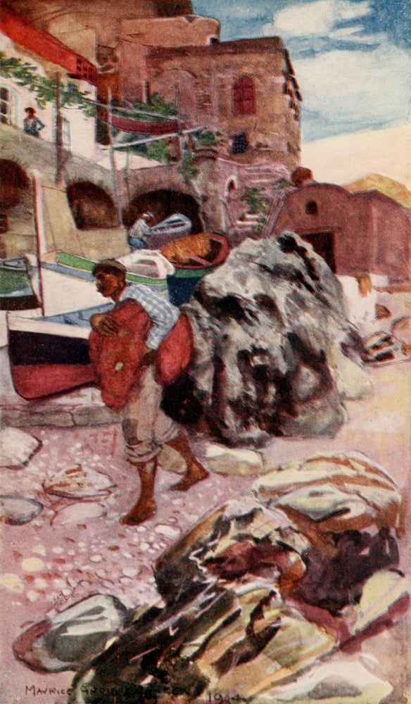 The Naples Riviera 1907 Piccola Marina Capri Canvas Art - Maurice Grieffenhagen (24 x 36)