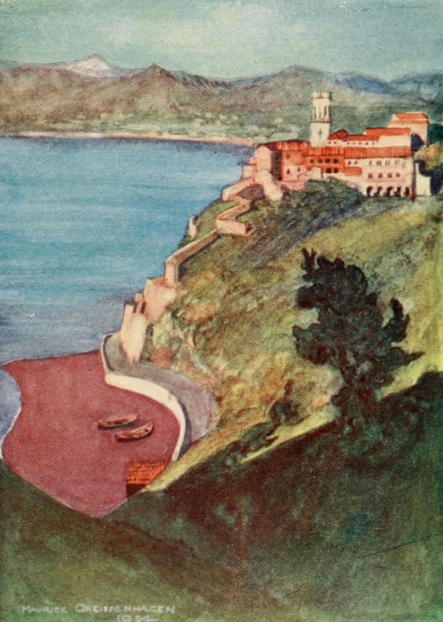 The Naples Riviera 1907 Pozzano Canvas Art - Maurice Grieffenhagen (18 x 24)