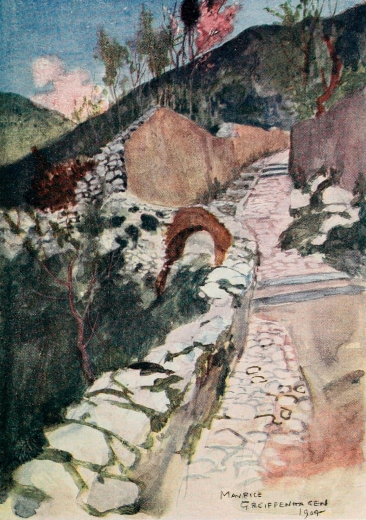 The Naples Riviera 1907 Road near Castellamare Canvas Art - Maurice Grieffenhagen (24 x 36)