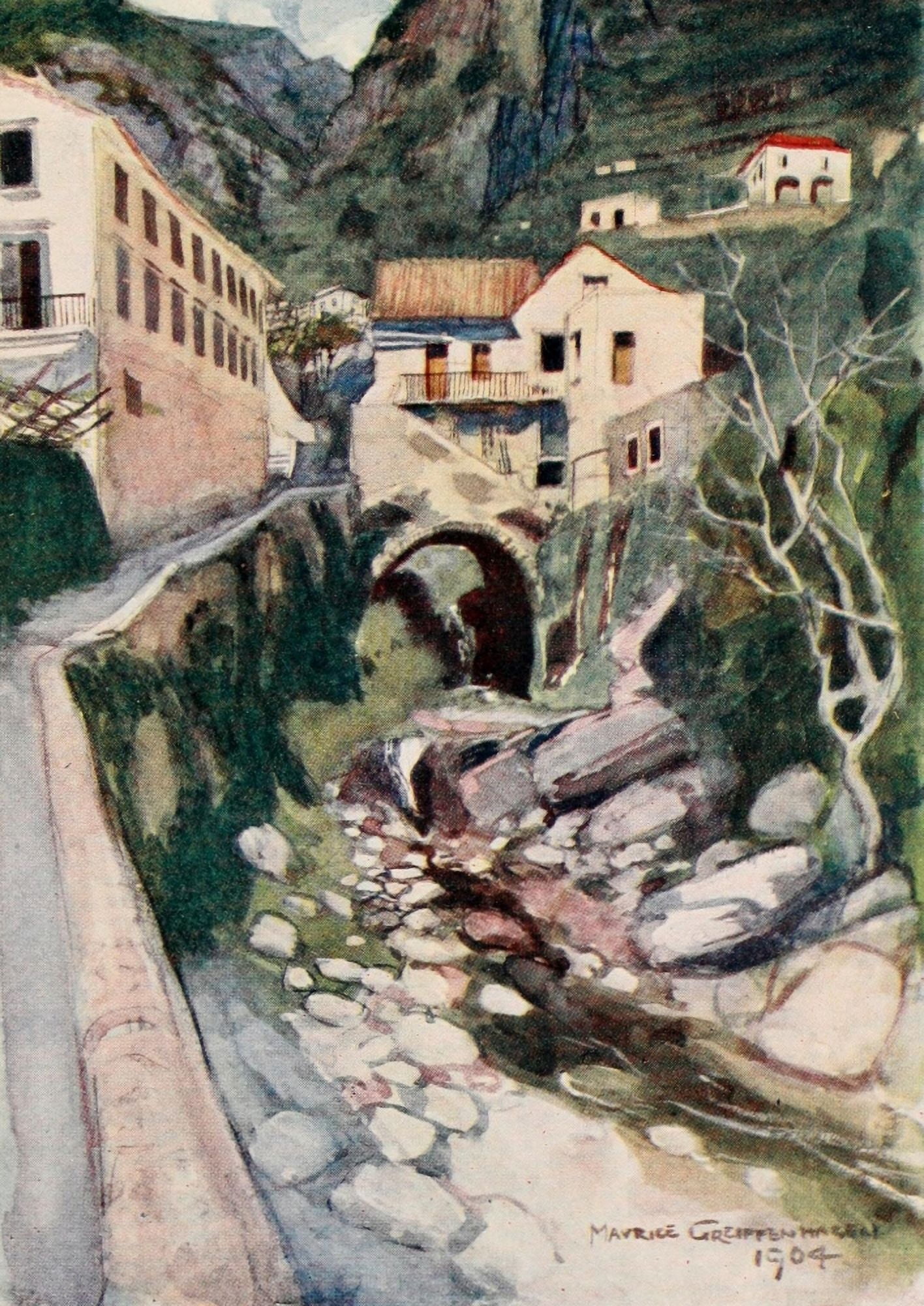 The Naples Riviera 1907 Valley of the Mills Amalfi Canvas Art - Maurice Grieffenhagen (18 x 24)