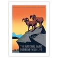 thumbnail image 1 of The National Parks Preserve Wild Life - Bighorn Sheep - Vintage Travel Poster by J. Hirt c.1939 - Fine Art Matte Paper Print (Unframed) 24x32in, 1 of 4