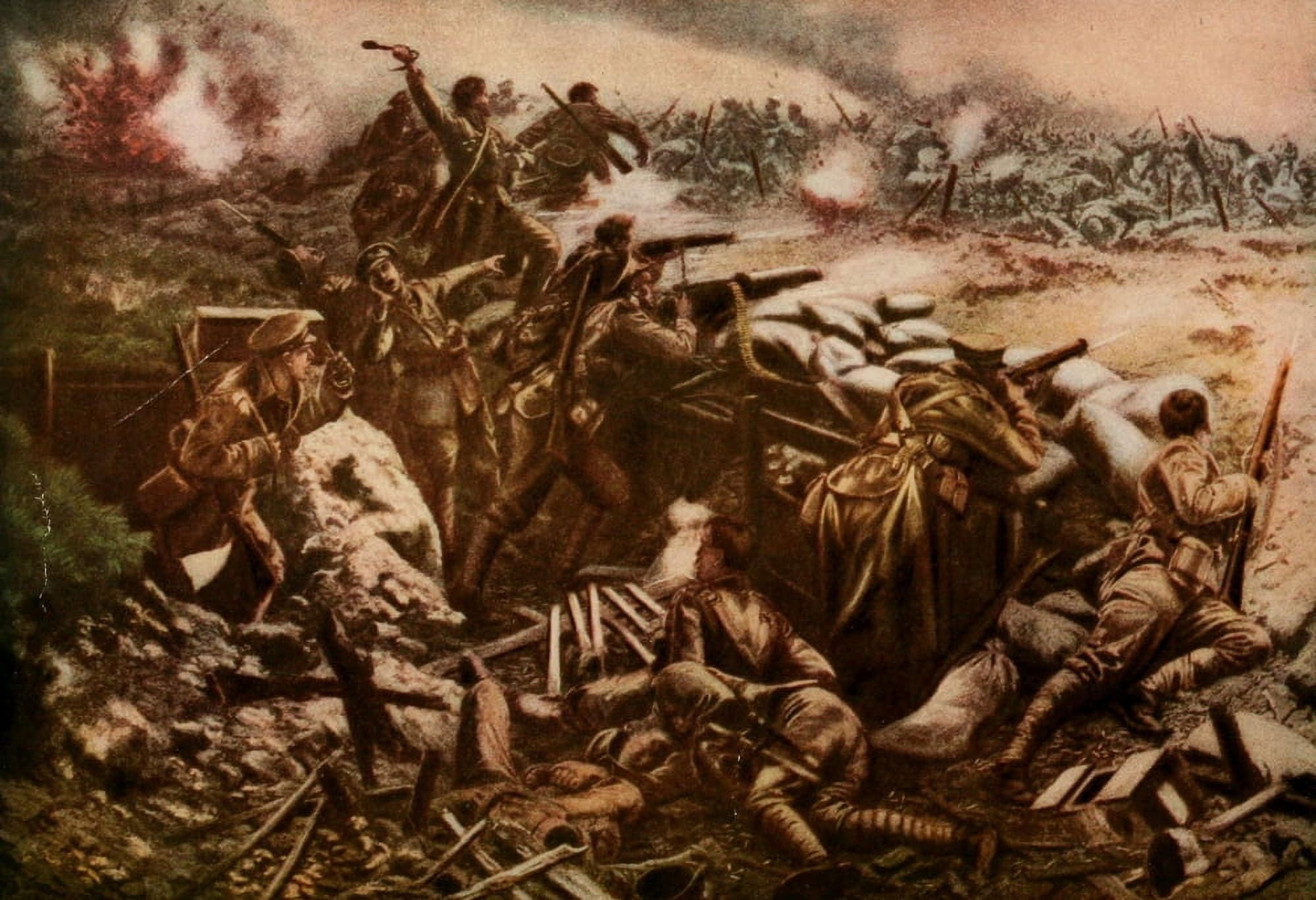 The Nations at War 1915 Canadian in fierce fight at Ypres Canvas Art - WB Wollen (18 x 24)