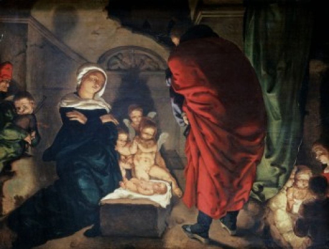 The Nativity 16th C Aert Claesz (1498-1564Dutch) Musee du Louvre Paris Canvas Art - Aert Claesz (18 x 24)