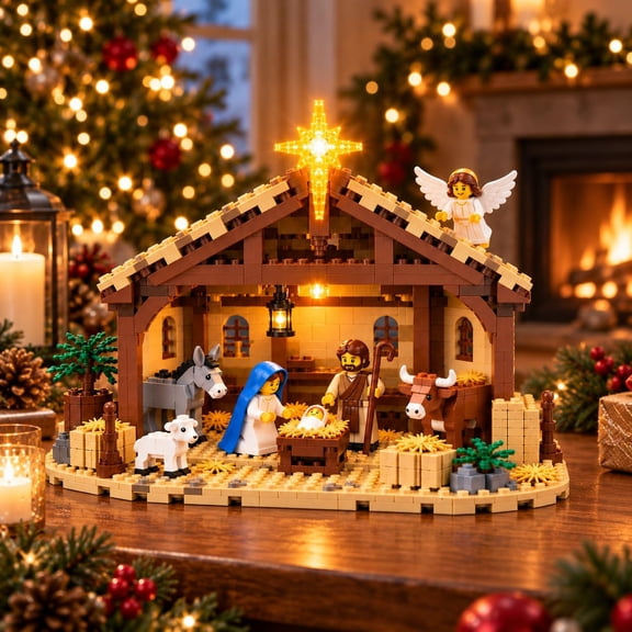 The Nativity Story Building Block Set Meaningful Christmas Gift with Lighted Nativity Scene, Bethlehem Star & Christian Holiday Decor