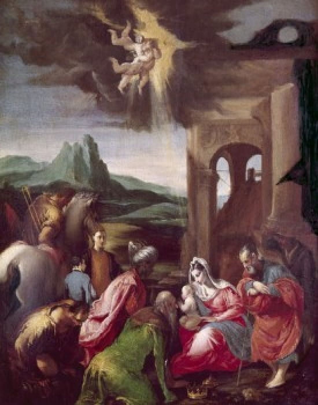 The Nativity by Jacopo Bassano (1510-1592) Canvas Art - Jacopo Bassano (24 x 36)