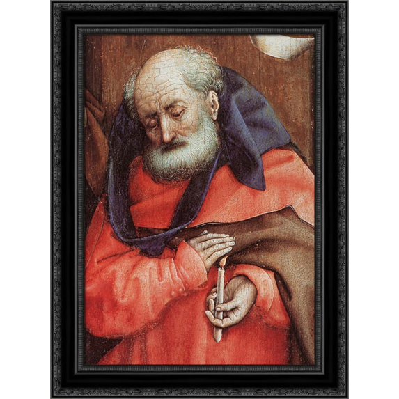 The Nativity (detail) 20x24 Black Ornate Wood Framed Canvas Art by Campin, Robert