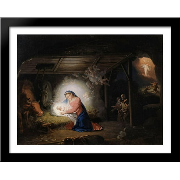 The Nativity of Christ 36x28 Large Black Wood Framed Print Art by Vladimir Borovikovsky