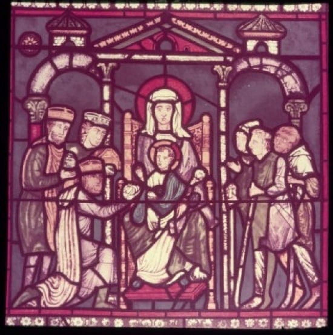 The Nativity stained glass window France Chartres Chartres Cathedral 12th Century Canvas Art - (24 x 36)