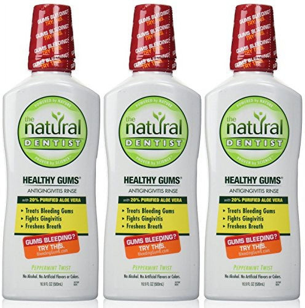 The Natural Dentist Healthy Gums Antigingivitis Rinse, Peppermint Twist, 16.9 Oz (Pack of 3)