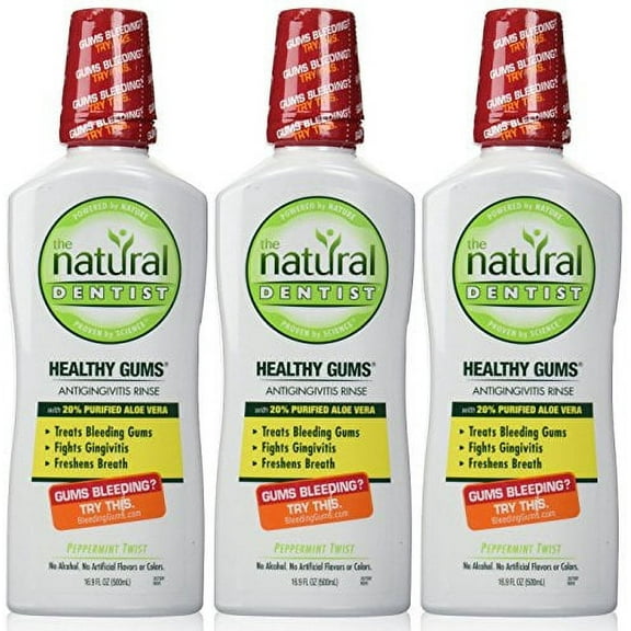 The Natural Dentist Healthy Gums Antigingivitis Rinse, Peppermint Twist, 16.9 Oz (Pack of 3)