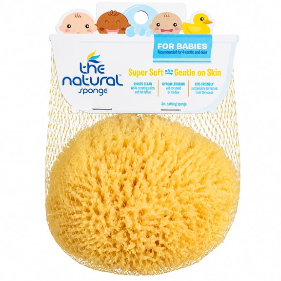 The Natural Sponge: Baby Bathtime Natural Sea Sponge - Hypoallergenic, Extra Soft Gentle Cleaning, Sensitive Skin, Produces Foamy Lather, Babies 4mo+