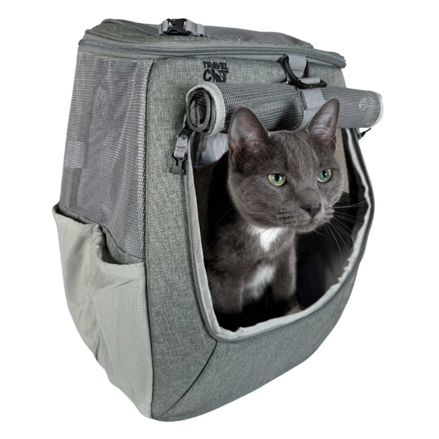 Gray Soft-Sided Airline Approved Cat Backpack Carrier