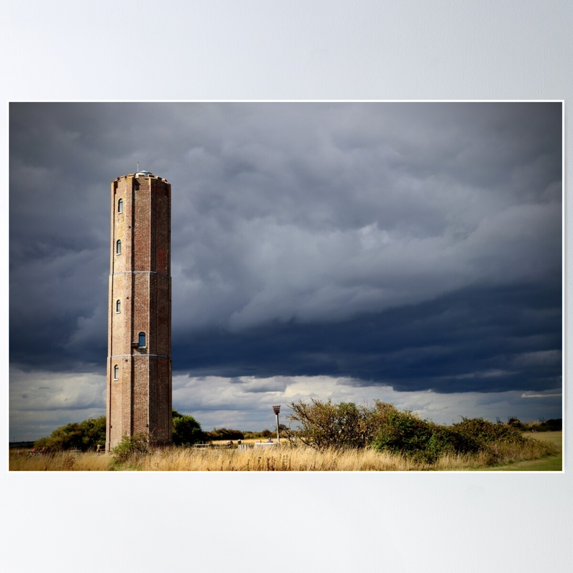 The Naze Tower Under Stormy Skies Poster Wall Art, Modern Wall Decor For Living Room Bedroom, 8x12 UNFRAMED