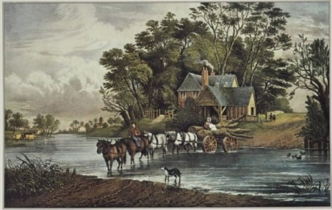 The Nearest Way In Summertime Currier & Ives (1834-1907 American) Canvas Art - Currier & Ives (24 x 36)