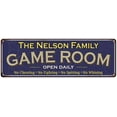 thumbnail image 1 of The Nelson Family Gift Blue Game Room Metal 6x18 Sign 206180037372, 1 of 1