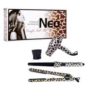 The Neo Choice 3 pcs Trio Complete Full Set with 1.25 Inch Hair Straightener + 18-25mm Curling Iron + Mini Hair Dryer Giraffe