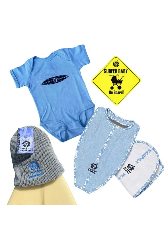 The New Kid in the Lineup Surfer Baby Shower Cool Surf Infant Newborn Gift Set Package (Pink)