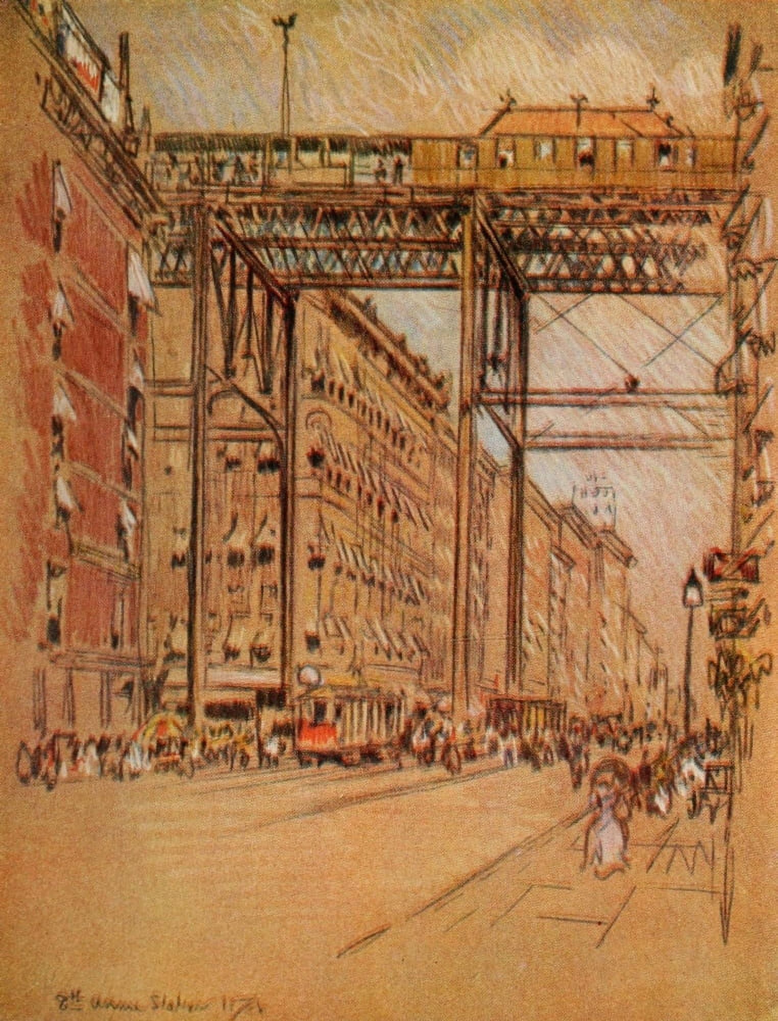The New New York 1909 One Hundred & 25th Street Canvas Art - Joseph Pennell (18 x 24)