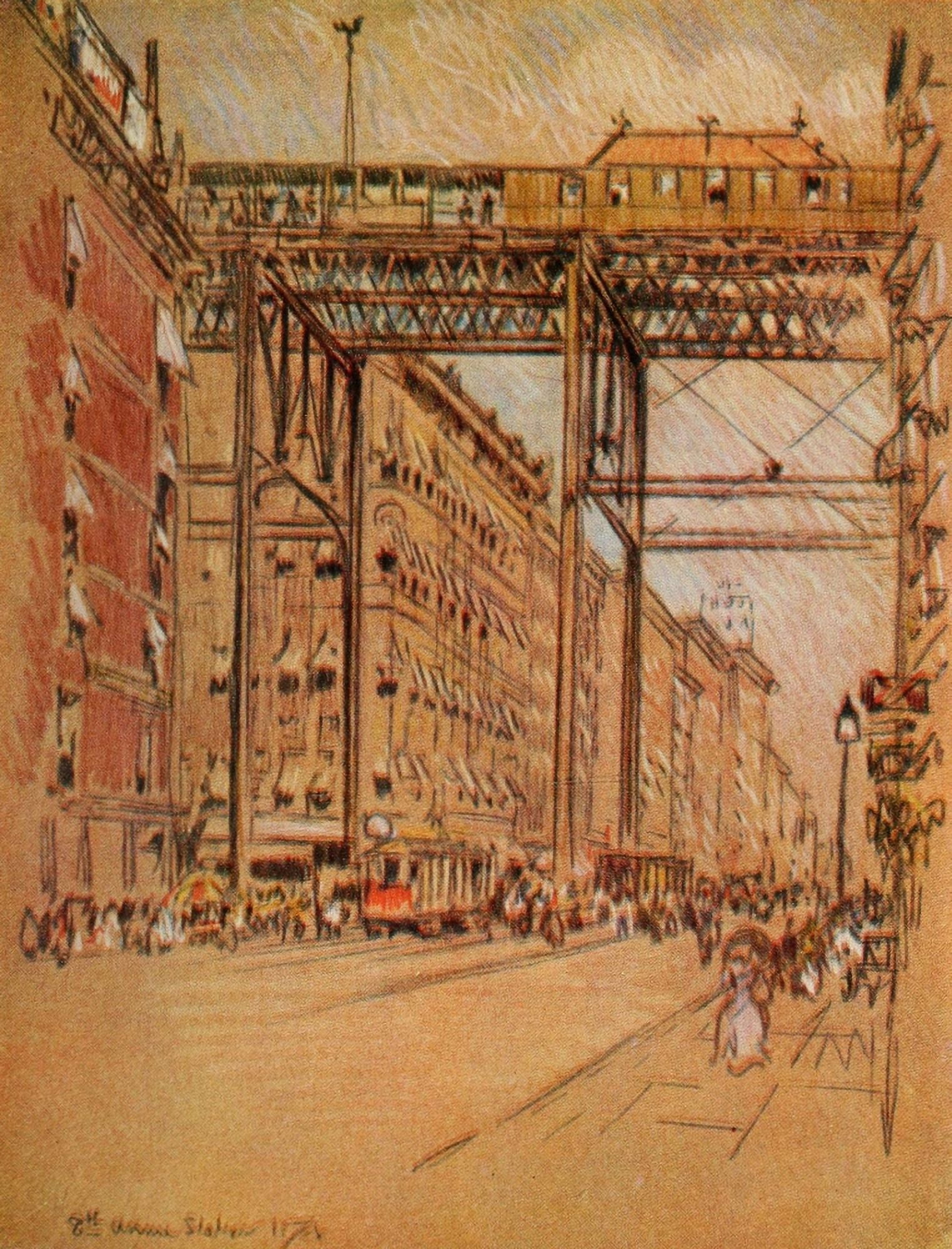 The New New York 1909 One Hundred & 25th Street Canvas Art - Joseph Pennell (24 x 36)
