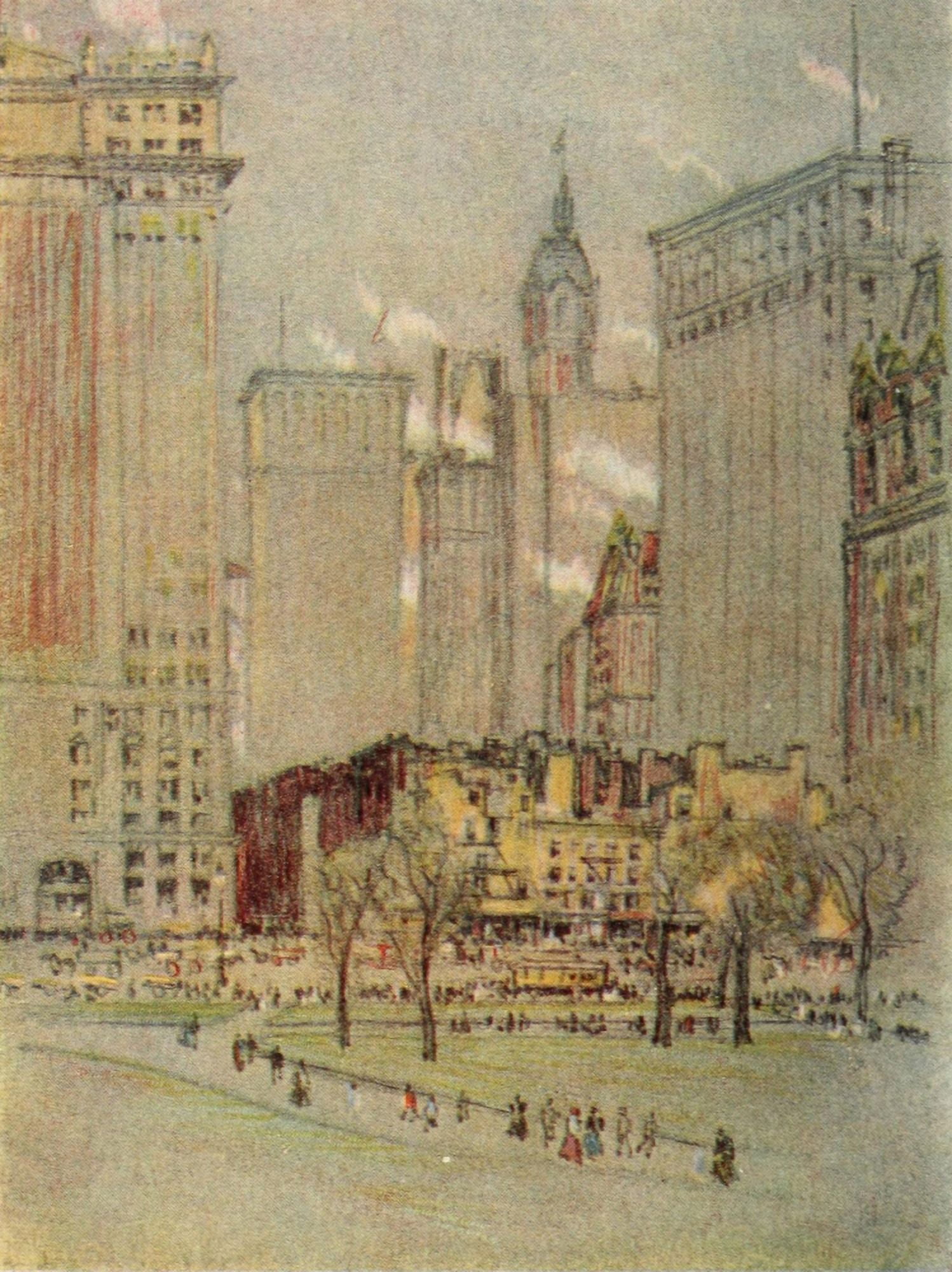 The New New York 1909 The Old and the New Canvas Art - Joseph Pennell (18 x 24)