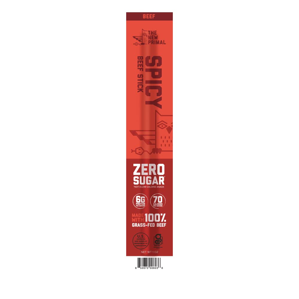 The New Primal Spicy MMF7 Beef Stick 100 Grass Fed Beef Whole30