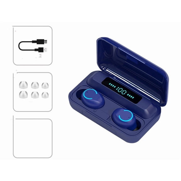 The New Private Model F9-9 Bluetooth Headset 5.0 Binaural Touch Screen Display Mini Cross-Border
